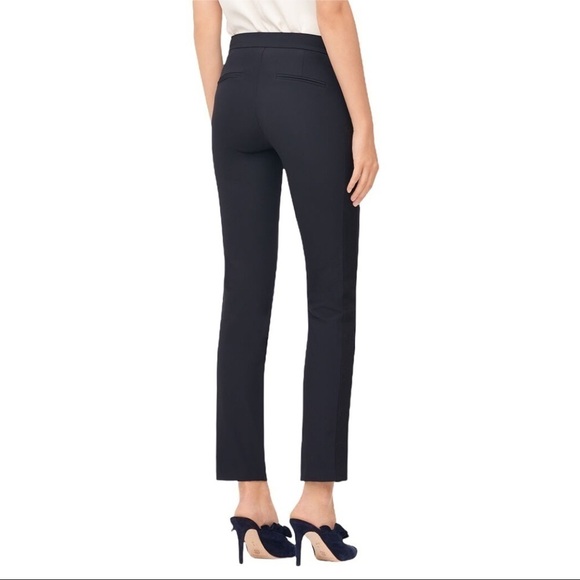 NWT REBECCA TAYLOR Ava Techy Slim Tuxedo Cigarette Pant Deep Navy/Black Sz 00 - Picture 4 of 12